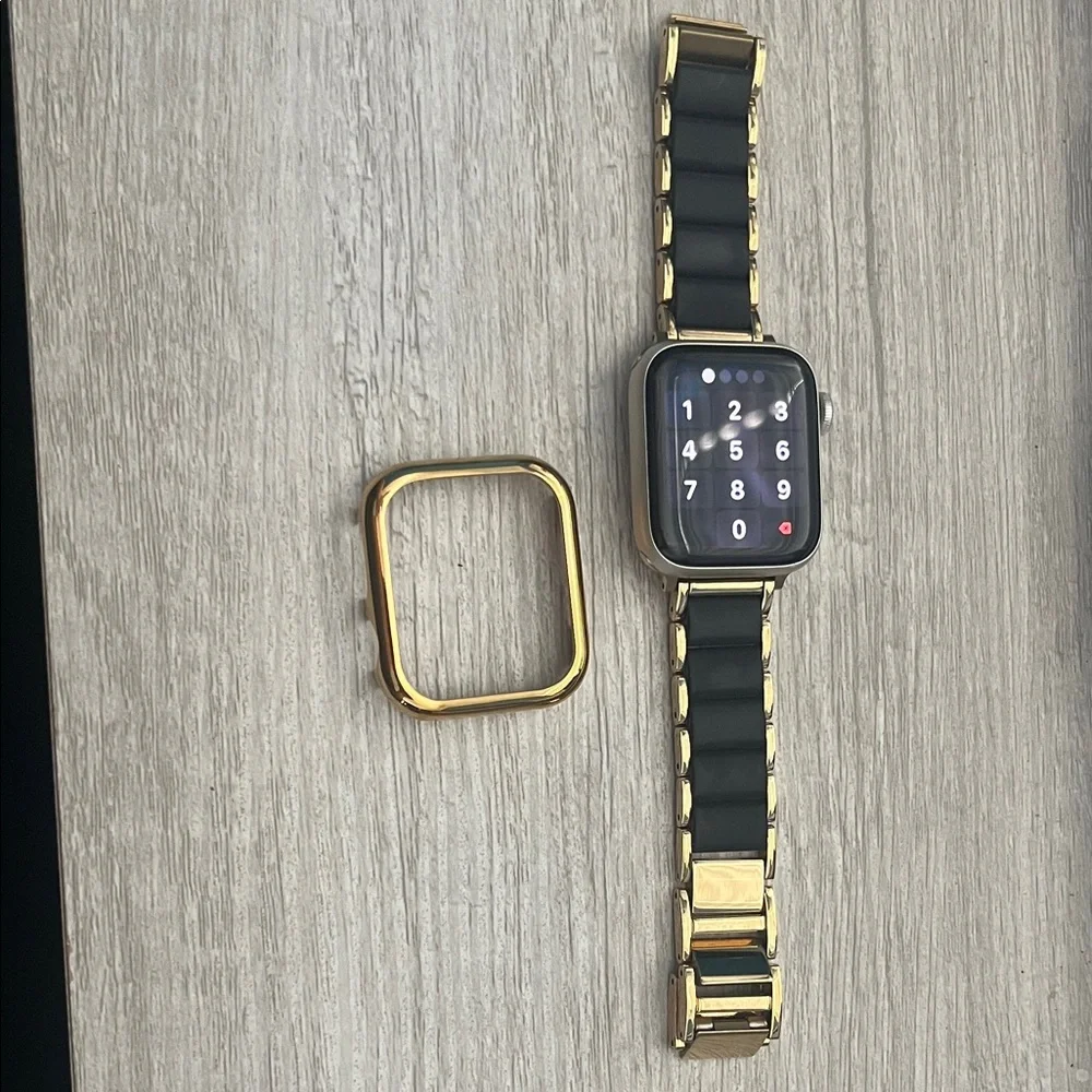 Anne Klein Black and Gold Silicone Smartwatch Band and Bumper